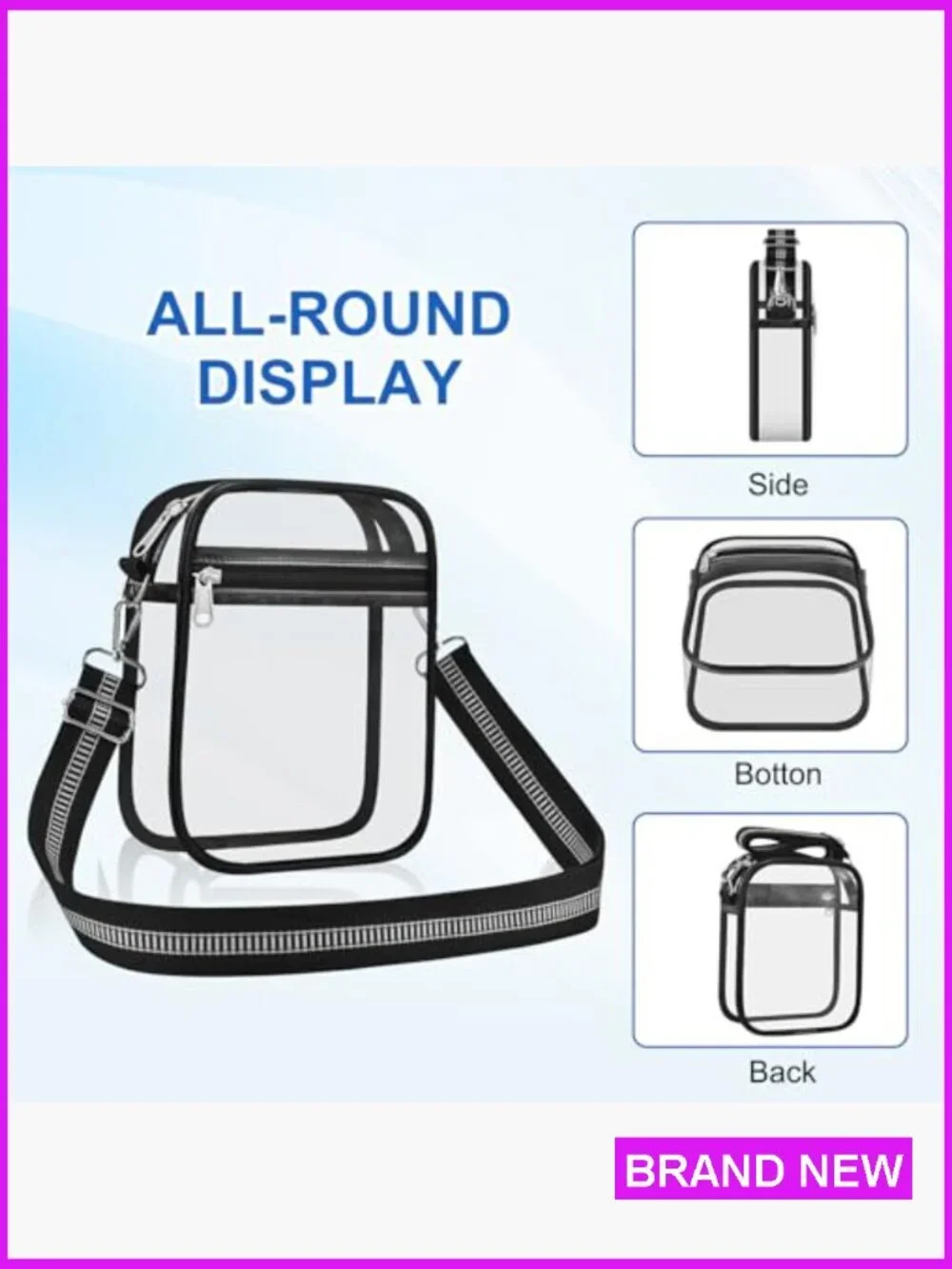Clear Stadium Approved Crossbody Bag Messenger for Concerts Events Dual